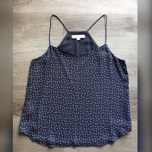 LOFT Polka Dot Strappy Tank - M - Grey/Blue